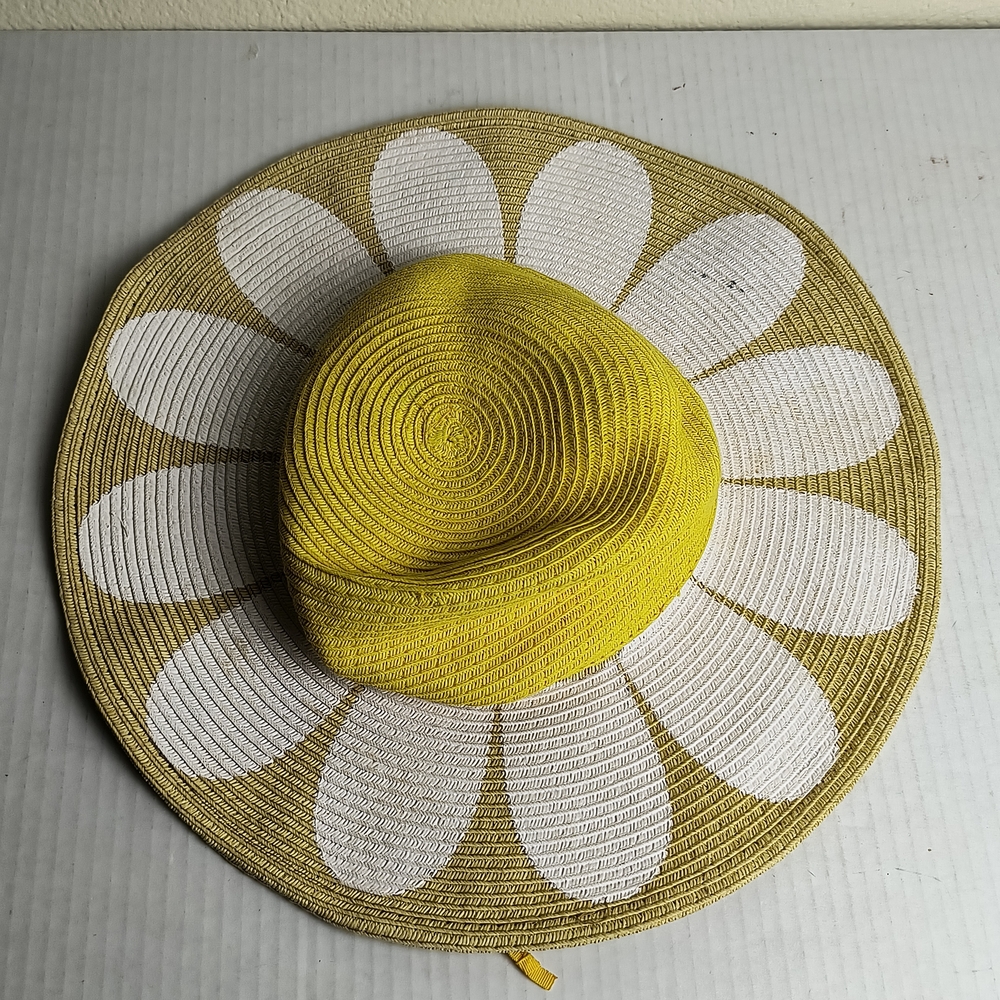 San Diego Hat Company Yellow and White Daisy Sun Paper Straw Hat Kids 5-7 - Picture 9 of 9